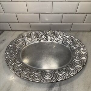 VINTAGE HOLLAND BOONE POLISHED PEWTER SERVING TRAY GW995